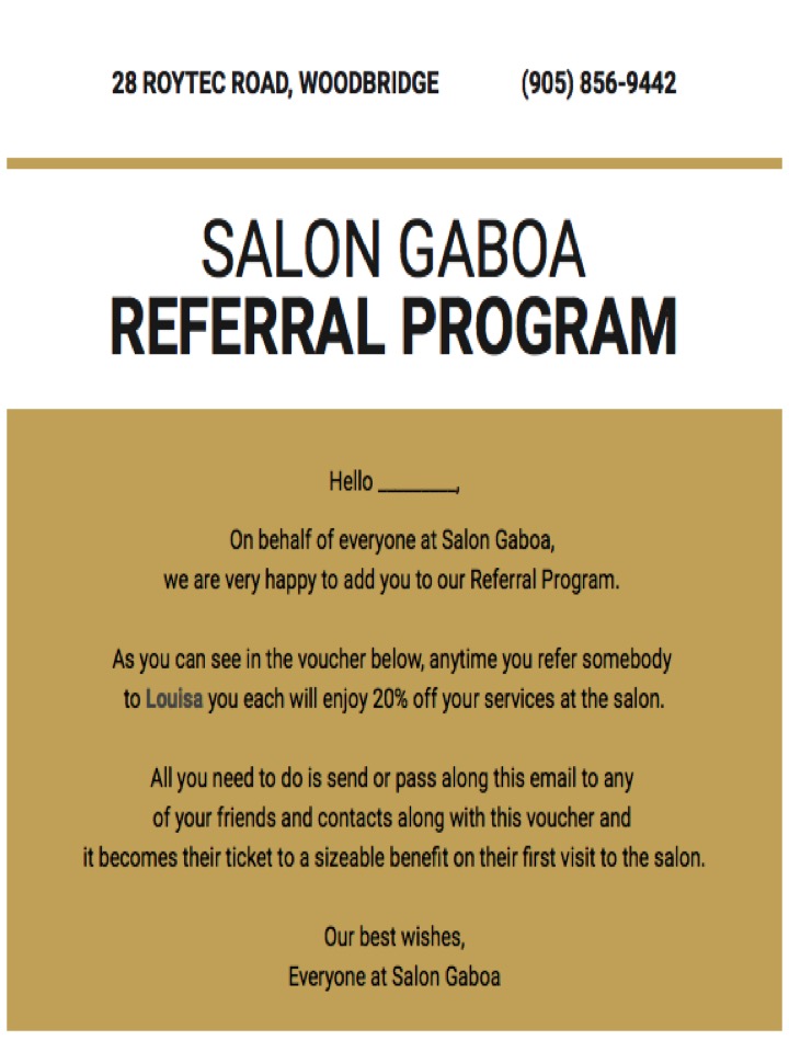 Introducing Salon Gaboas Referral Program
